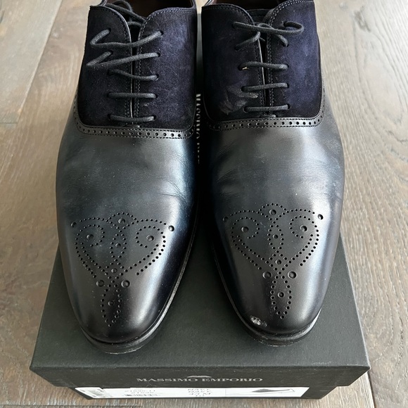 Massimo Emporio Navy Men’s Suede and Leather Oxfords - Picture 6 of 11